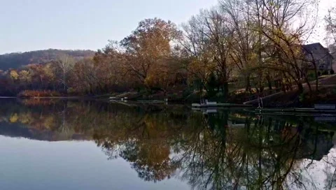 Reflection of the trees in the river Stock Footage 147952492