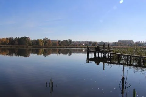 Reflection of trees in water Stock Photos