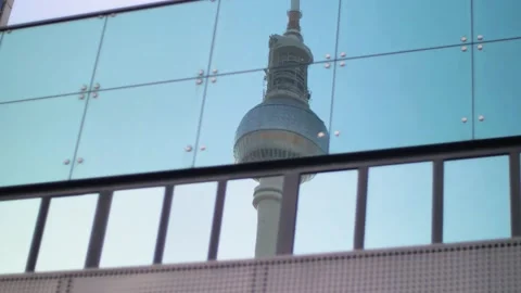 Reflection of the TV Tower in Berlin Stock Footage 162759687