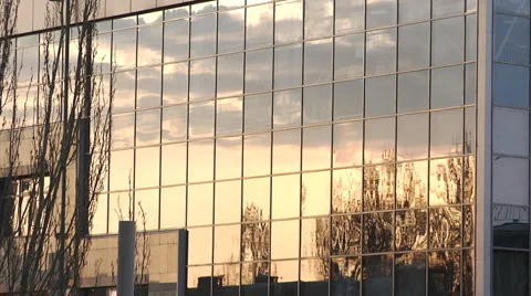 Reflection of urban sunset timelapse Stock Footage 1052498