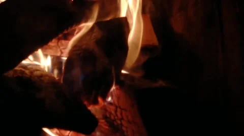 Reflection video with fireplace fire background Video stock 181456929