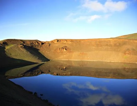 Reflection in volcano crater Stock Photos