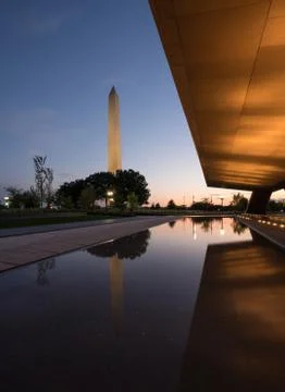Reflection of Washington in reflecting pool at sunset Stock Photos
