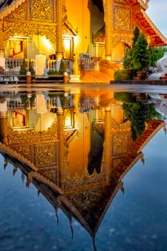 Reflection of Wat Phra Singh Stock Photos