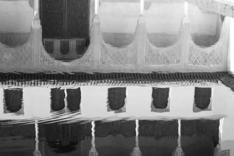 Reflection in the water of the Alhambra Stock Photos