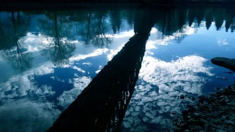 Reflection in water. Bridge background Stock Photos