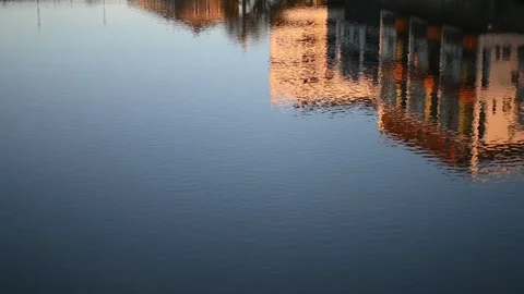 Reflection in the water of buildings Stock Footage 263037157