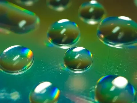 Reflection of water on CD discs. Stock Photos