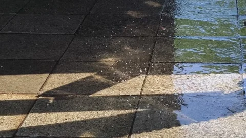 Reflection of water droplets on tiled floor Stock Footage 323038320