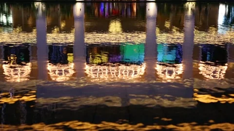 Reflection in the water glowing lights in the evening. Stock-Footage 49965950