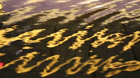 Reflection in the water glowing lights in the evening. Stock Footage 49966230