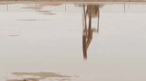 Reflection In Water Of The Oil Pump Video stock 63170874