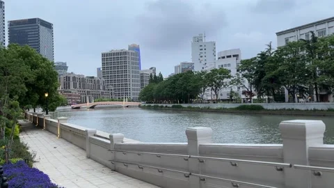 Reflection on the water surface in Shanghai under lockdown Stock Footage 197283049