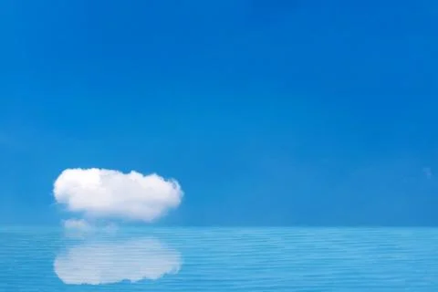 Reflection white pure heap cloud in the blue sky and sunlight on sea surface Stock Photos