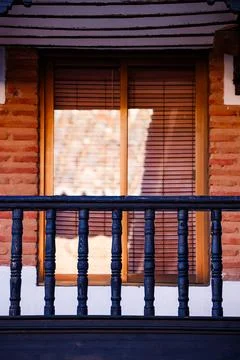 Reflection in a window in the old town Stock Photos