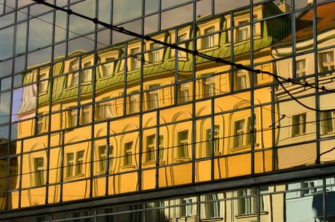 Reflection in the windows of a building Stock Photos