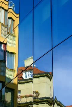 Reflection in the windows of a building Stock Photos