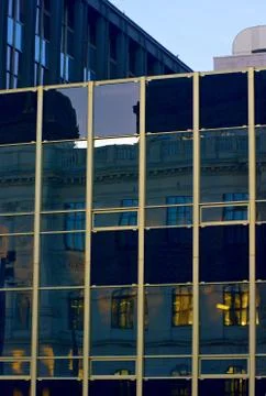 Reflection in the windows of a National museum Stock Photos