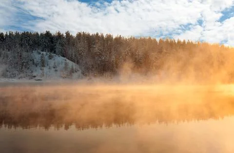 Reflection in the winter the lake Stock Photos