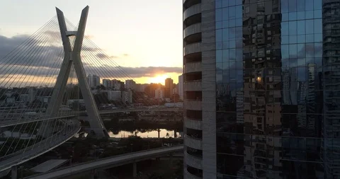 REFLECTIONNS STAYED BRIDGE, REFLEXOS PONTE ESTAIADA Quarantine, Quarentena Stock Footage 128019947