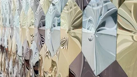 Reflections in abstract geometric wall art featuring mirrored hexagonal pat.. Stock Photos