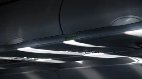 Reflections and rays in the cabin of the airplane Stock Footage 49406635