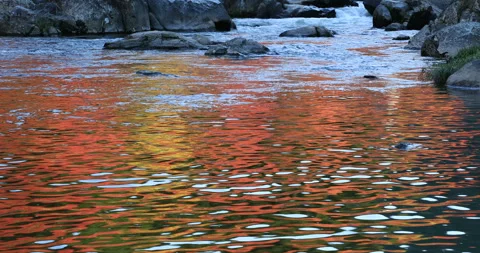 Reflections of Autumn Leaves on the River Surface of Korankei Video stock 332378473