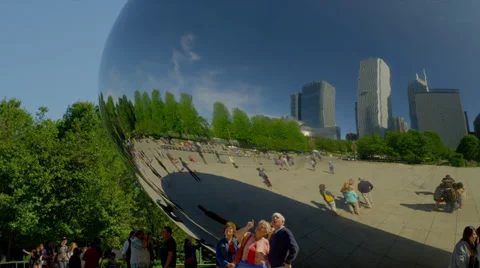 Reflections in 'The Bean' Sculpture Stock Footage 35285101