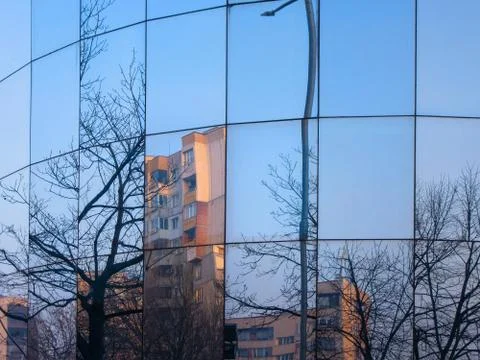 Reflections in building windows. Stock Photos