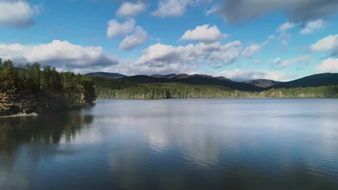 Reflections Catskill Mountain reservoir, fresh clean drinking water supply Stock Footage 133089989