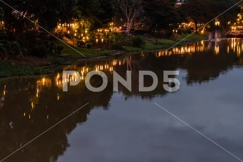 Reflections in Chiang Mai river Stock Photos