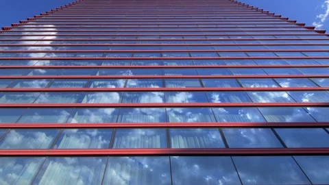 Reflections clouds - glass building Stock Footage 98755678
