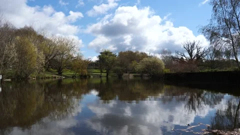 Reflections of clouds in the North lake waters Stock Footage 152173675
