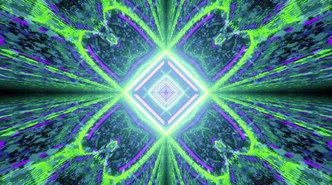 Reflections of geometric neon pattern 3d illustration Stock Illustration