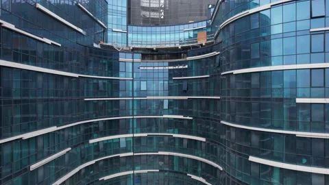 Reflections in the glass building windows Stock Footage 174753195
