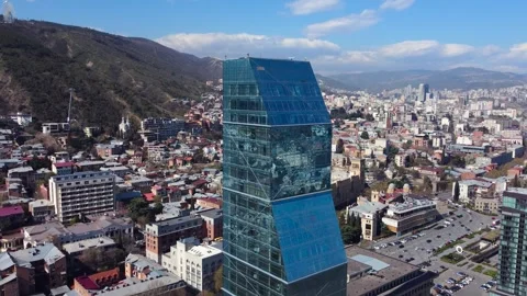 Reflections on the glass skyscraper Stock Footage 241490607