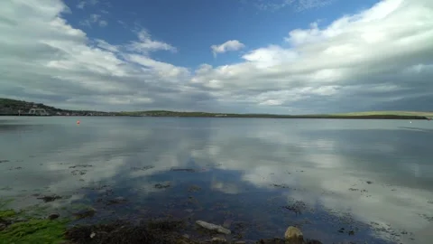 Reflections on the harbour in stromness in orkney in 4k Video stock 301317582