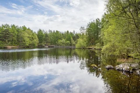 Reflections on High Dam Tarn Stock Photos