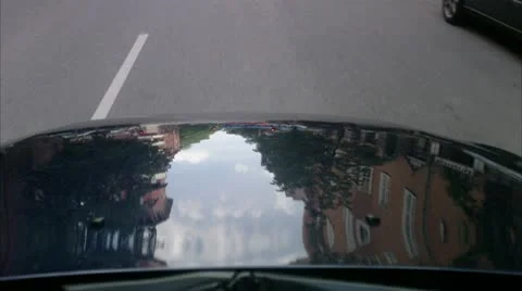 Reflections on the hood of a driving car Video stock 11340585