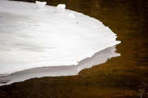 Reflections of ice on the water in Spring Stock Photos