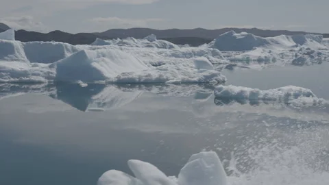 Reflections of Icebergs in the Water Stock Footage 293019330