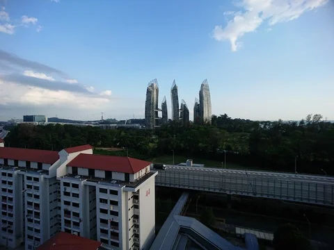 Reflections Keppel Bay evening blue sky timelapse pan move high angle Stock Footage 127268170