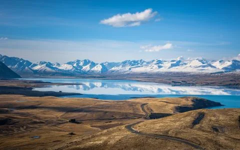 Reflections on Lake Tekapo Stock Photos