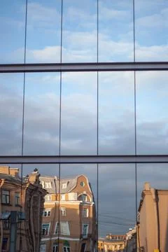 Reflections in a Large Glass Window Stock Photos