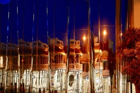 Reflections off Len Lye Building at night Stock Photos