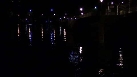 Reflections of light at Bellano by night, Lake Como Vídeo Stock 141308973