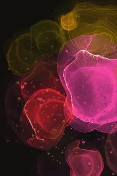 Reflections of multicolored bright lines with elements of flowers, abstract.. Stock Illustration