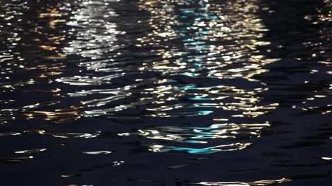 Reflections of night lights on the sea surface Stock Footage 112287817