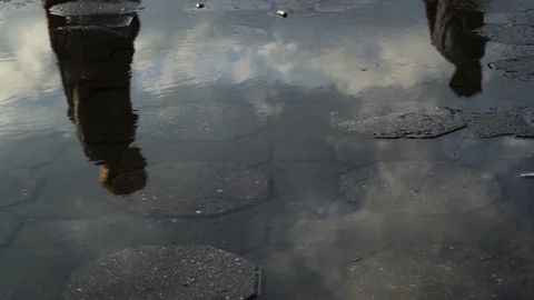 Reflections of The People on Water Surface in Slow Motion and Zoom in Stock Footage 119417671