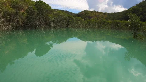 Reflections on perfectly flat water Stock Footage 188428379